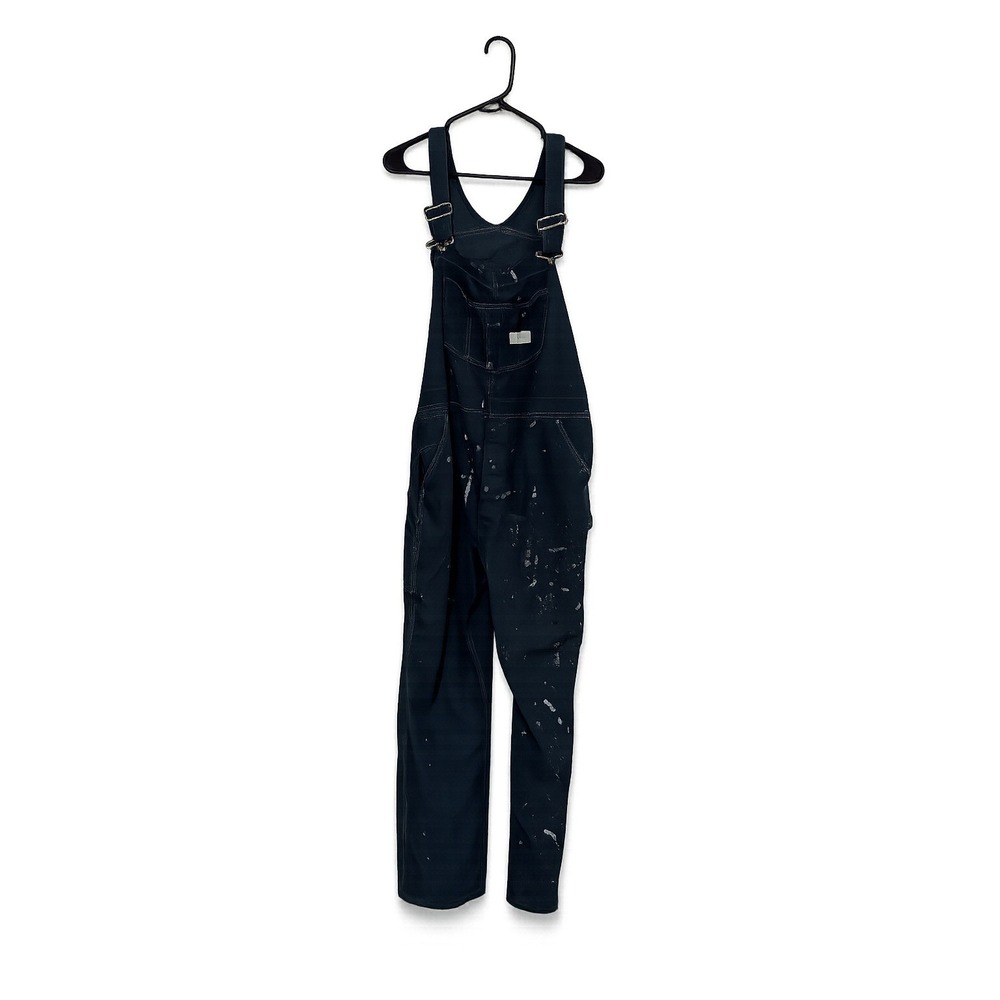Vintage Sears Denim Overalls Dark Wash Paint‎ Splatter Distressed Workwear Bibs